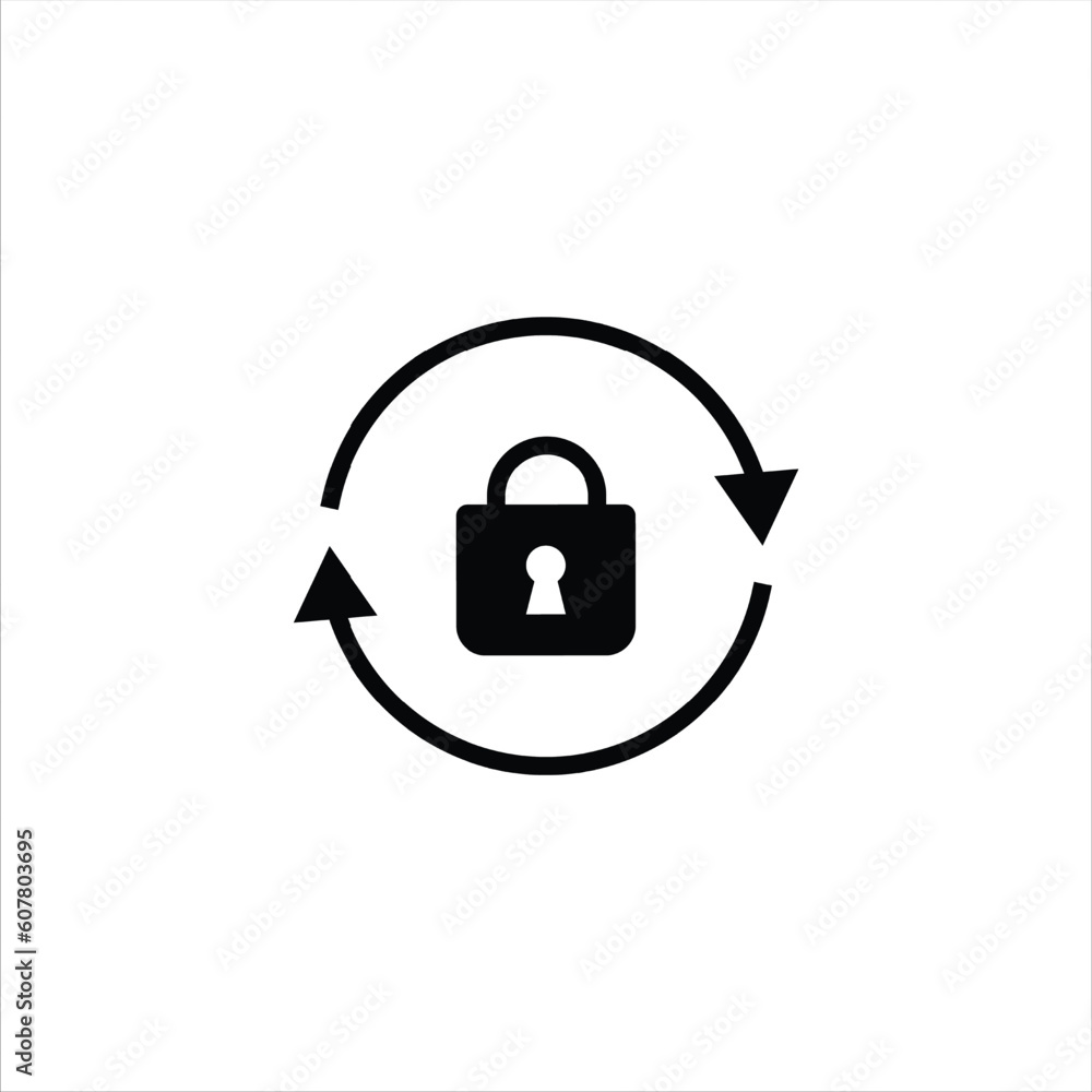 Poster lock with circular arrows. update with reboot and secure web system