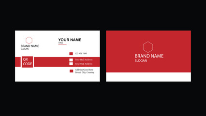 Red and white stylish corporate business card, visiting card.