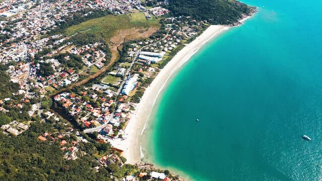 Aerial view of the Lagoinha beach on the north of island of Santa Catarina in Brazil