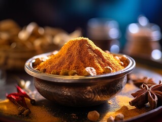 five-spice powder in a small bowl surrounded by its individual spices