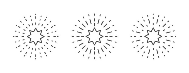 Star bright line editable icon set