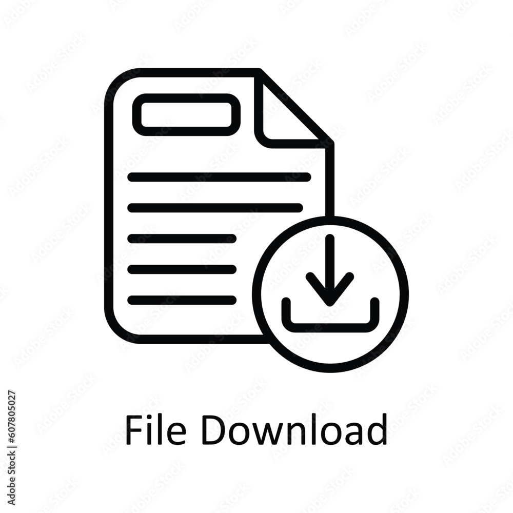 Aufkleber file download vector outline icon design illustration. user interface symbol on white background eps