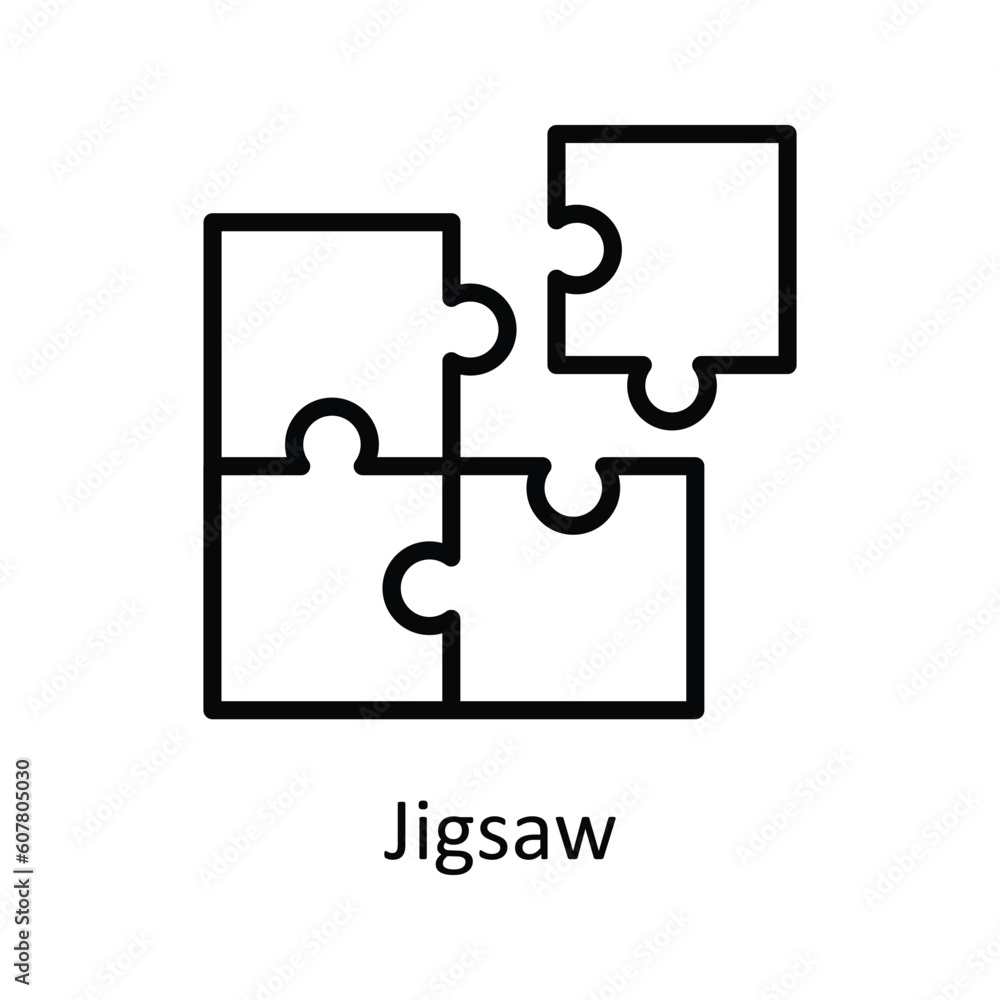 Poster jigsaw vector outline icon design illustration. user interface symbol on white background eps 10 fil