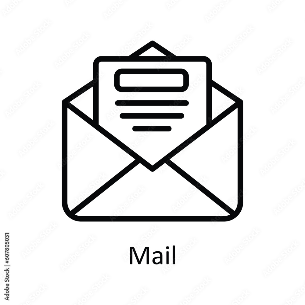Poster mail vector outline icon design illustration. user interface symbol on white background eps 10 file