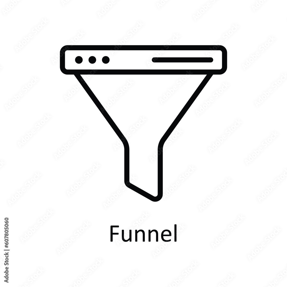 Poster funnel vector outline icon design illustration. user interface symbol on white background eps 10 fil