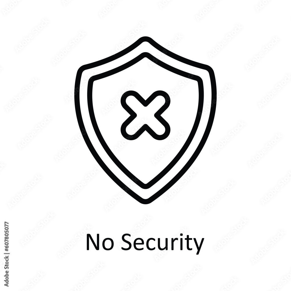 Poster no security vector outline icon design illustration. user interface symbol on white background eps 1