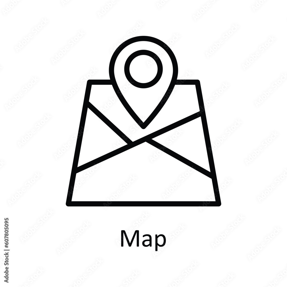 Poster map vector outline icon design illustration. user interface symbol on white background eps 10 file