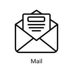 Mail Vector  outline Icon Design illustration. User interface Symbol on White background EPS 10 File