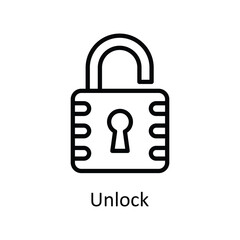 Unlock Vector  outline Icon Design illustration. User interface Symbol on White background EPS 10 File