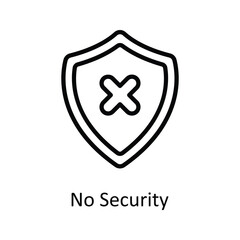 No Security Vector  outline Icon Design illustration. User interface Symbol on White background EPS 10 File