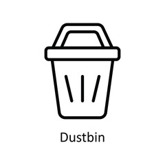 Dustbin Vector  outline Icon Design illustration. User interface Symbol on White background EPS 10 File