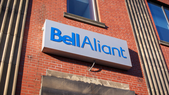 Truro, Canada - May 23, 2023: Bell Aliant office sign. Bell Aliant Inc. is a communications service company operating in various places throughout Canada.