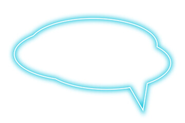 Neon blue chat bubble png. Glowing speech bubble on transparent background.