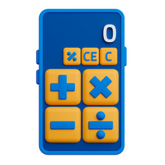 3d render calculator app on smartphone.
