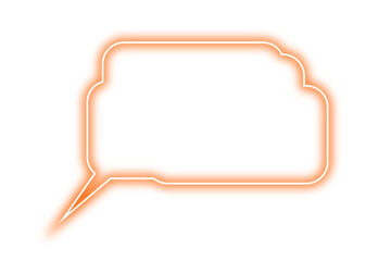 Neon orange chat bubble png. Glowing speech bubble on transparent background.