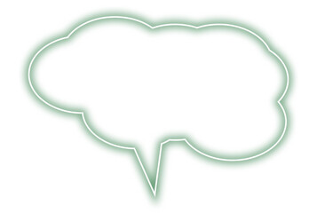 Neon green chat bubble png. Glowing speech bubble on transparent background.