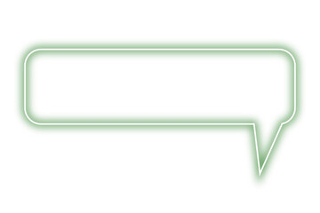 Neon green chat bubble png. Glowing speech bubble on transparent background.