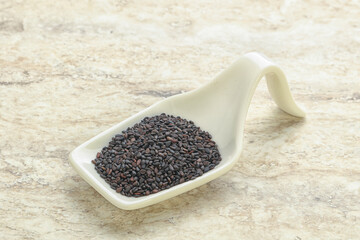 Black sesame seeds in the bowl