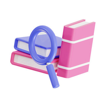 finding book 3d render icon illustration, transparent background, library education