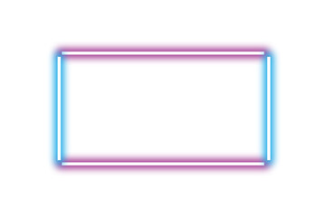Fototapeta premium Neon blue and purple frame png. Glowing frame on transparent background.