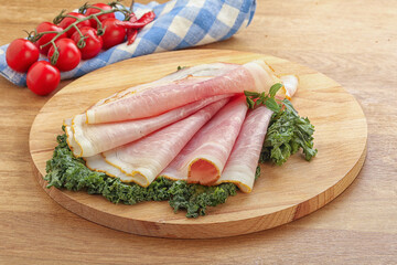 Pork ham snack over board