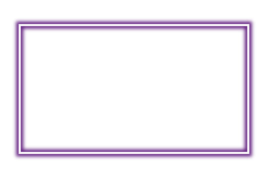 Neon purple frame png. Glowing frame on transparent background.