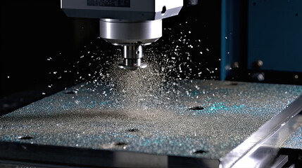 machine tool in metal factory with drilling cnc machines Generative AI