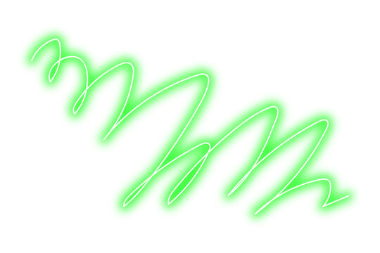 Neon bright line png. Glowing green line on transparent background.