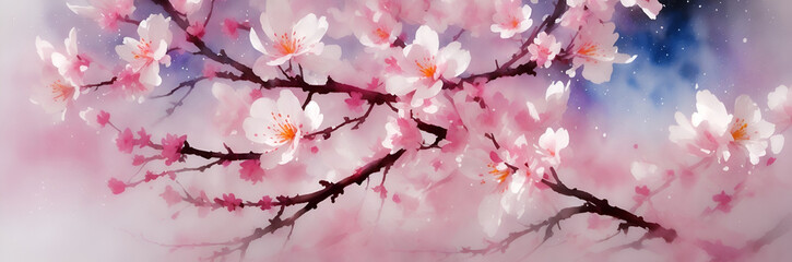 Obraz na płótnie Canvas Close-up Sacura flowers. AI generated illustration