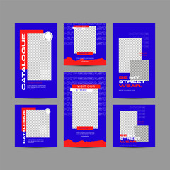Modern fashion sale style for social media post templates. Editable template bundle design with Futuristic streetwear fashion design for social media post templates
