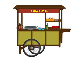 Vector Image: Indonesian traditional street food stall (Noodle Sausage)