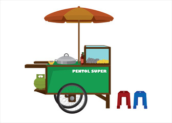 Vector Image: Indonesian traditional street food stall (Meatball)