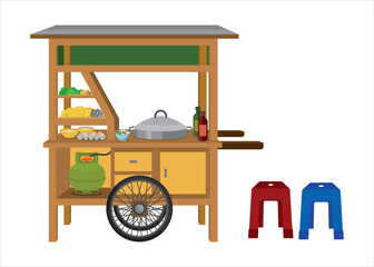 Vector Image: Indonesian traditional street food stall (Meatball or Bakso)