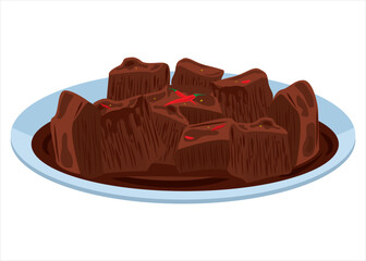 Vector Image: Traditional Indonesian Cuisine,  Beef Rendang from Minangkabau, West Sumatra Indonesia