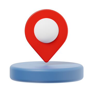 location pin 3d render icon illustration, transparent background, navigation and maps