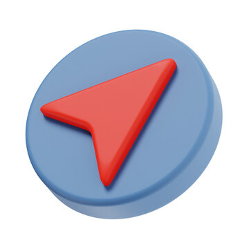 navigation arrow 3d render icon illustration, transparent background, navigation and maps