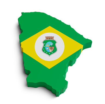 Map with flag of the Brazilian state of Ceará in 3d render