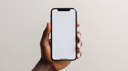 Hand holding phone mockup. Generative AI