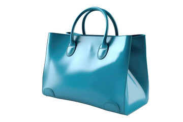 Blue Glossy Bag On Isolated Transparent Background, Png. Generative AI - obrazy, fototapety, plakaty