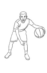 sketch basketball young player, drilling action young basketball player