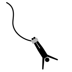 Bungee jumping involves jumping from a high place with rubber bands tied to the feet of a person.