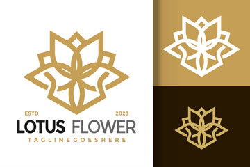 Lotus Flower Logo vector icon illustration