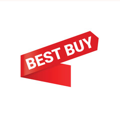 Best buy red banner design for marking the product with the best price. Vector illustration.