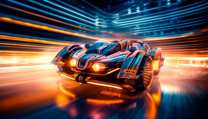 High speed of futuristic sports car.AI generated.