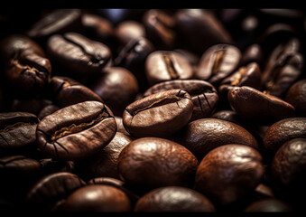 Fototapeta premium Coffee beans macro shot. Generative Ai image