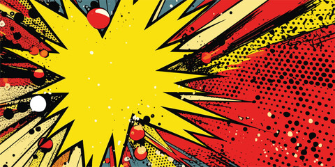 Obraz premium VIntage retro monochrome comics boom explosion crash bang cover book design with light and dots. Can be used for decoration or graphics. Graphic Art. Vector
