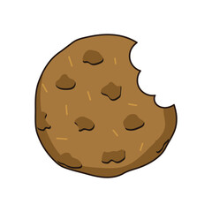 oatmeal cookies traditional isolated on white background. bitten cookie. food at home, food in a cafe. vector illustration