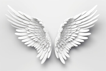 3D Angel Wing On White Background. Generative AI
