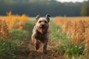 Dog running through field (Ai generated)