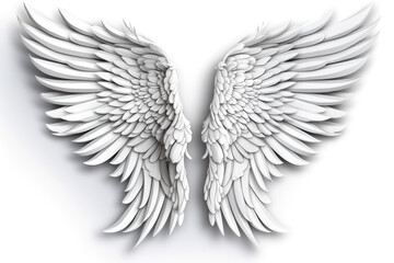 3D Angel Wing On White Background. Generative AI